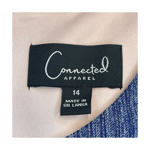 Connected Apparel Shift Dress Women's Medium Blue Polyester Stretch Back Zip - Picture 3 of 8